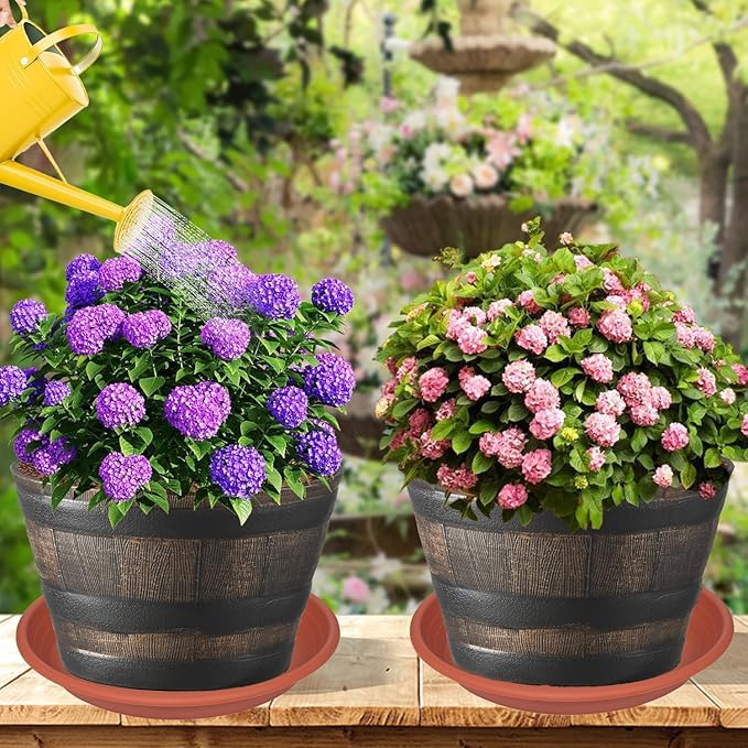 2 Pack of 22 inch Extra Large Plant Saucer, Extra-Deep 3.4" Plant Tray, Bird Bath Bowls for Garden, Plastic Pot Trays for Indoors Outdoors, Water Catcher for Gallon Grow Bags 19-22" (22", Terracotta)