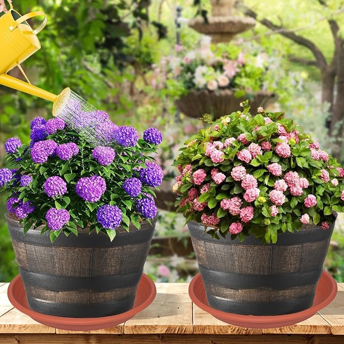 2 Pack of 16 inch Plant Saucer, Large Plant Tray, Heavy Sturdy Plant Drainage Tray for Indoors, Bird Bath Bowls, Sturdy Plastic Pot Tray for Planter 14 15 16" (Terracotta)