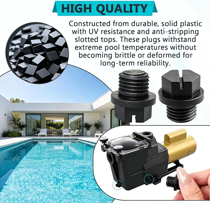 SPX1700FG Pool Pump Drain Plug Gasket Replacement 4-Pack | Fits Hayward SPX1700FG, MaxFlo & Select Power-Flo. Includes 4 Plugs & Seals for Pool Maintenance.