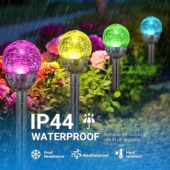 SOLPEX Solar Garden Lights Outdoor, 3 Pack Multi-Color Solar Lights Outdoor Solar Powered Glass Ball Garden Lights Waterproof for Patio Decoration