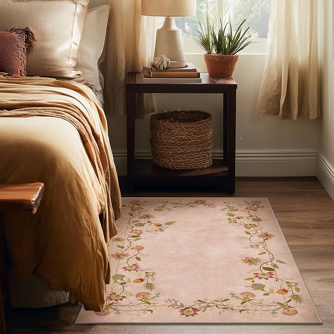 3x5 Small Area Rugs for Entryway: Machine Washable Throw Rugs Stain Resistant Non Slip Low Pile Soft Faux Wool Lightweight Entry Rug for Bedroom Living Room Kitchen Bathroom Laundry Room Home Office