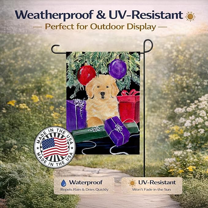 Caroline's Treasures SS8581GF Golden Retriever Garden Flag Mailbox Flag Decorative Yard Flag Banner Outside Patio Artwork Yard Flower Beds, Garden Size, Multicolor