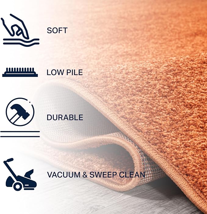 JONATHAN Y Haze Solid Low-Pile Orange 6' Round Indoor Area Rug, Coastal,Bohemian,Minimalist,Classic, Easy-Cleaning for Living Room,Bedroom,Kitchen,Pet Friendly,Non-Shedding (SEU100M-6R)