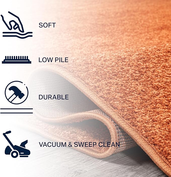 JONATHAN Y Haze Solid Low-Pile Orange 3x5 Oval Indoor Area Rug, Coastal,Bohemian,Minimalist,Classic, Easy-Cleaning for Living Room,Bedroom,Kitchen,Pet Friendly,Non-Shedding (SEU100M-3OV)