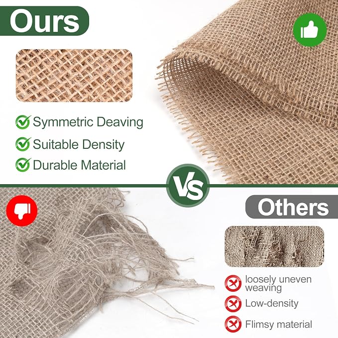 PJT 50ft x 40in Natural Burlap Plant Covers Freeze Protection, Winter Cold-Proof Burlap Fabric Tree Wrap Roll, Gardening Frost Plant Blankets for Outdoor Bushes Trees Plants