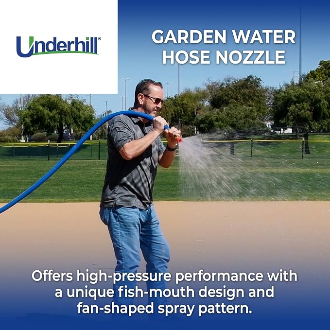 Underhill Precision Cyclone Garden Water Hose Nozzle with High Flow Control Valve, 50+ GPM 80 PSI, 3/4-Inch MHT by 1-Inch FHT Adapter, HN5000CV