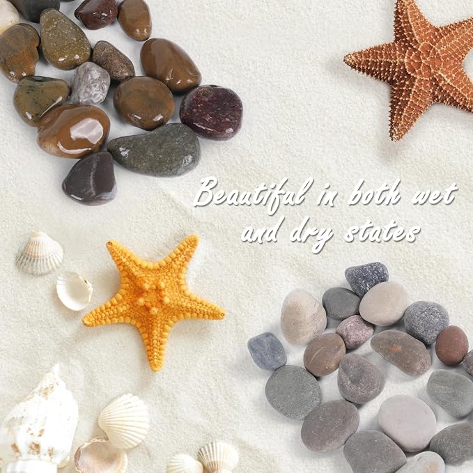 20LB Smooth Pebbles River Rocks for Landscaping, 100% Natural Hand-Picked Premium Decorative Pebbles, Ideal for Garden Landscaping, Home Decor, Aquariums, Painting,Mixed Colors