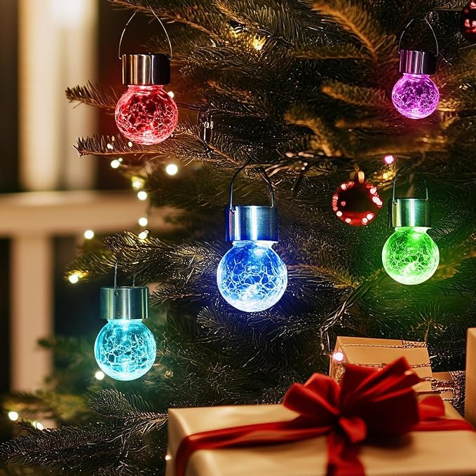 GIGALUMI Solar Lights Outdoor Waterproof, 16 Pack Solar Hanging Lights Garden Decor, Gifts for Women, Solar Outdoor Lantern Waterproof Cracked Glass for Yard, Fence, Tree(Color Changing)