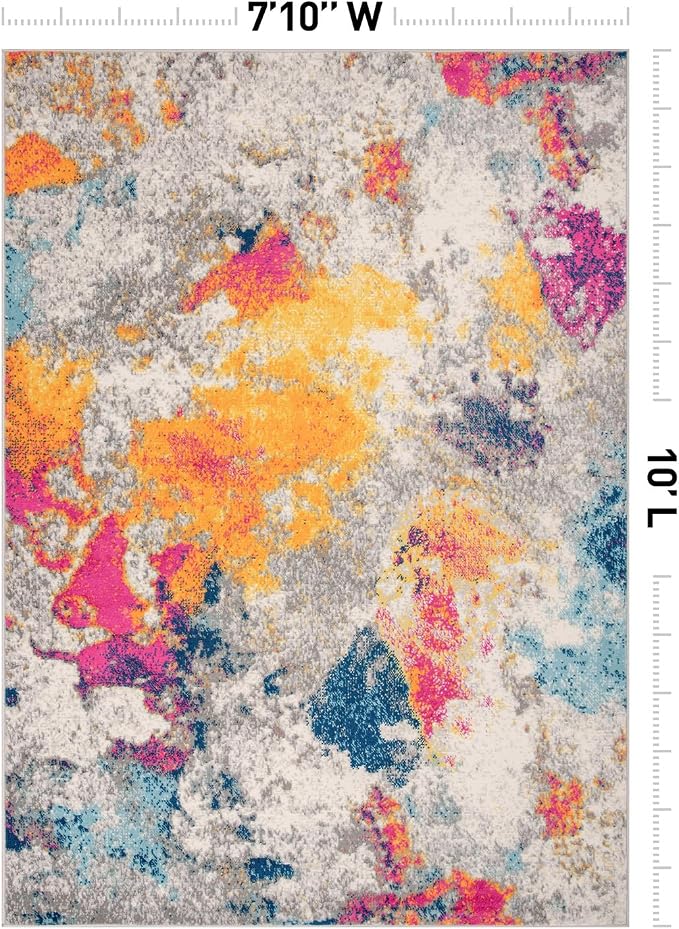 Rugshop Modern Abstract Living Room Non-Shedding Area Rug Multi 7'10" x 10' | Rectangular, Size 7'10" x 10', Bedroom, Dining Room, Home Office, Kitchen, Entryway, Hallway, Nursery, Kids Room, Guest Room