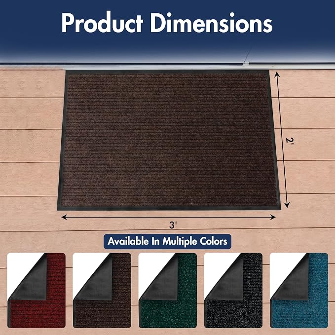 Notrax 109 Industrial Door Mat, 2' x 3' Small Entrance Mat, Heavy Duty Commercial Rugs for Entryway, Welcome Lobbies, Garage, and Mudroom, Made in the USA, Brown, Brush Step 109S0023BR