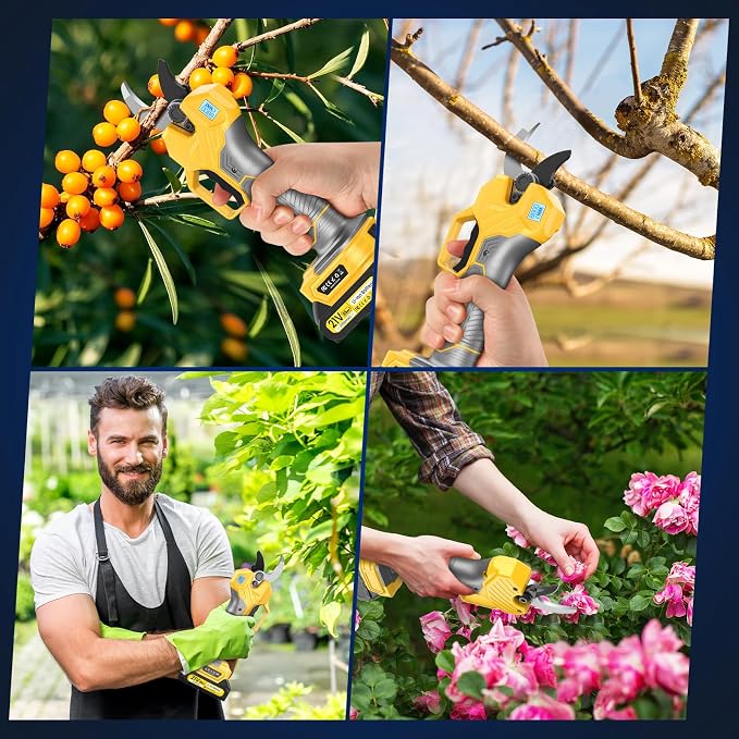 Electric Pruning Shears , Loppers 1000W Brushless Motor Cutting 2.6 inch Diameter Professional Gardening Electric Shears,Heavy Duty Branch Pruner,2*2000mAh Battery,Sk7 Blades,Perfect for Tree Trimming
