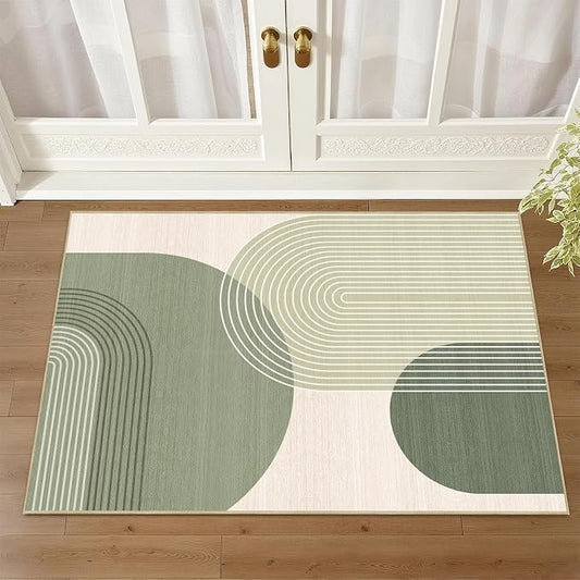Boho Rug 2x3 for Entryway Bohemian Rugs Machine Washable Modern Geometric Non Slip Printed Low Pile Indoor Door Mat Floor Carpet for Bedroom Bathroom Kitchen Laundry,Green