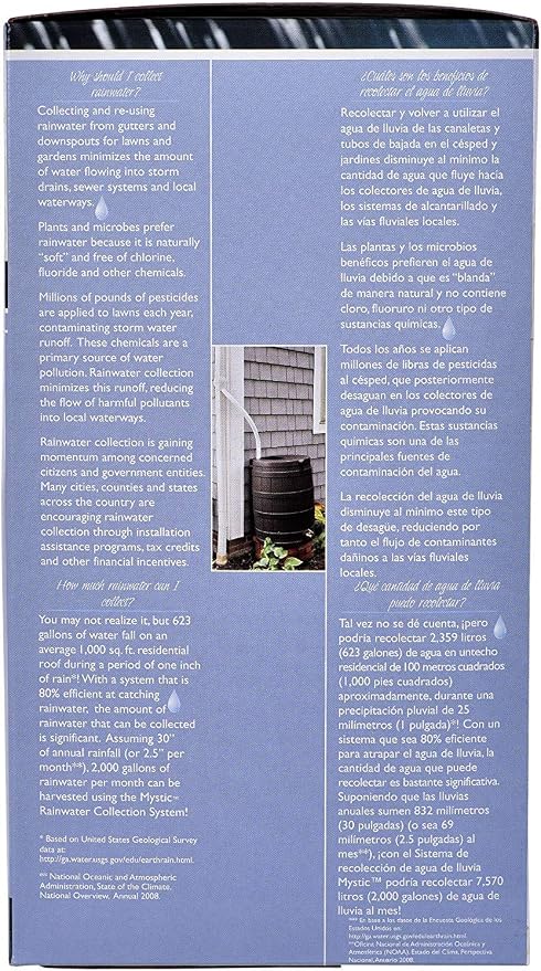 Oatey Mystic Rainwater Collection System Fits 2" X 3" Residential Downspouts (Тwo Рack)