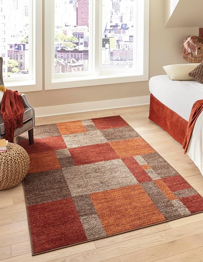 Unique Loom Autumn Collection Area Rug - Providence (6' 1" x 9' Rectangle, Multi/ Beige)