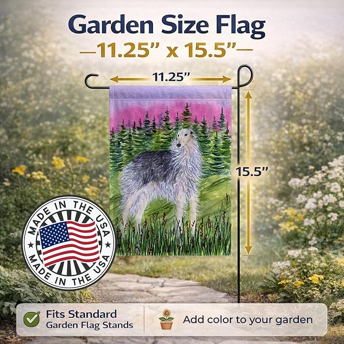Caroline's Treasures SS8227GF Borzoi Garden Flag Mailbox Flag Decorative Yard Flag Banner Outside Patio Artwork Yard Flower Beds, Garden Size, Multicolor