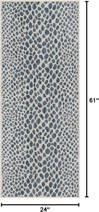 Unique Loom Jill Zarin Outdoor Collection Area Rug - Cape Town (2' x 5' 1'' Runner, Blue/ Olive)