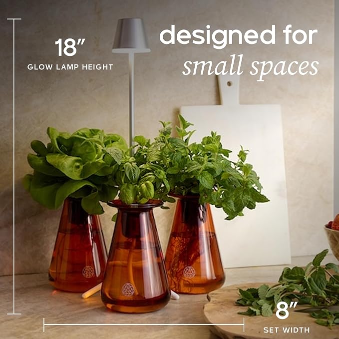 Lettuce Grow Counterstand Hydroponics Growing System Kit with LED Light, Indoor Gardening System for Herbs and Greens, Compact Hydroponic Countertop Planter Set | 3 Seedlings, Hydroponic Herb Grower, Space-Saving Countertop, Adjustable Lighting