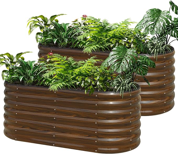 SnugNiture Galvanized Steel Raised Garden Bed Kit - 2 Pack 4x2x2 ft Metal Planter Box for Vegetables, Flowers, Herbs | Easy Assembly, Open Bottom Design for Optimal Drainage