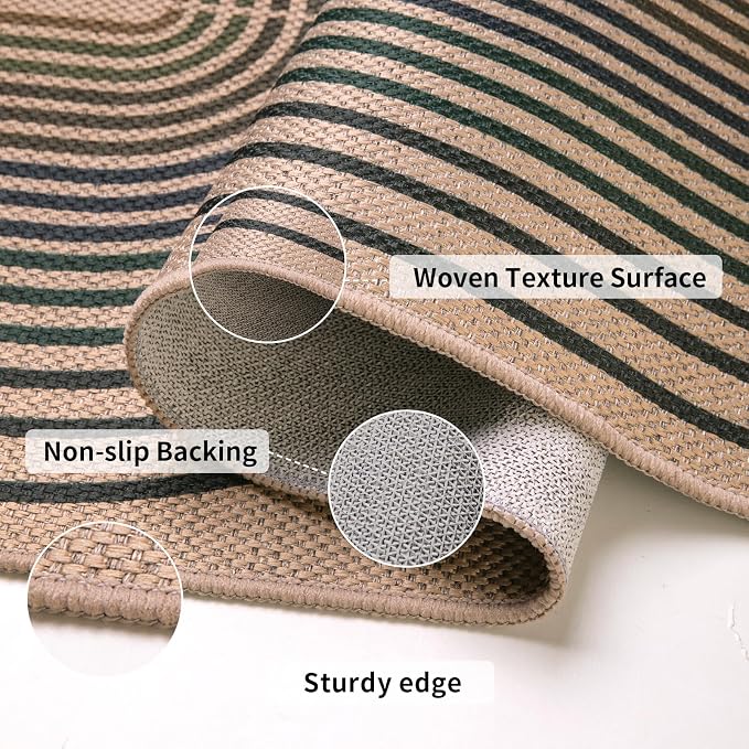 Tangsoo Easy Jute Rug,2x3 Washable Small Area Outdoor Rug for Entryway Modern Colored Lines Non-Slip Thin Small Throw Mat Farmhouse Indoor Carpet for Entry Kitchen Front Porch Entrance