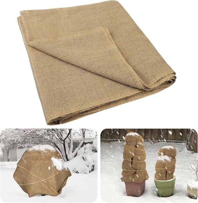 ANPHSIN 15ftx23.6in Natural Burlap Plant Covers Freeze Protection | Winter Frost Plant Blankets, Frost Cloth Tree Wrap for Outdoor Bushes Trees Potted Plants Cold Weather