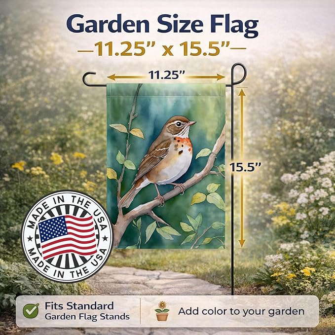 Caroline's Treasures Vermont Hermit Thrush Garden Flag Mailbox Flag Decorative Yard Flag Banner Outside Patio Artwork Yard Flower Beds, Garden Size, Multicolor