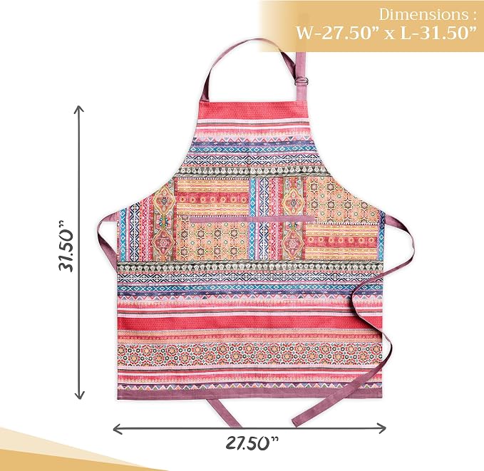 Maison d' Hermine Aprons for women with Pocket 100% Cotton (27.50"x31.50") | Adjustable Neck Strap & long ties Apron Men Chef Wedding Cooking Gardening Server Maid