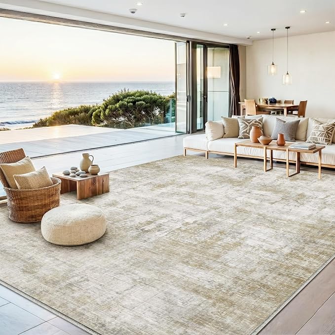 10x12 Area Rugs Washable Modern Abstract Living Room Bedroom Rug | Non Slip Soft Carpets Indoor Floor Stain Resistant Large Carpet for Bedroom Dining Room Farmhouse Nursery Home Office