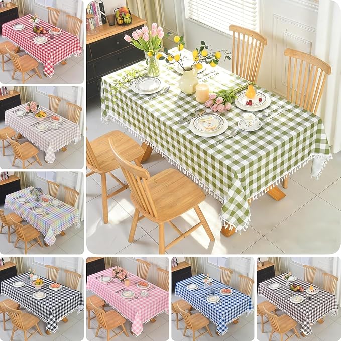 Waterproof Plaid Tablecloth Fabric - Square 25x25 Inch Classic Gingham Checker Buffalo Table Cover for BBQs, Parties