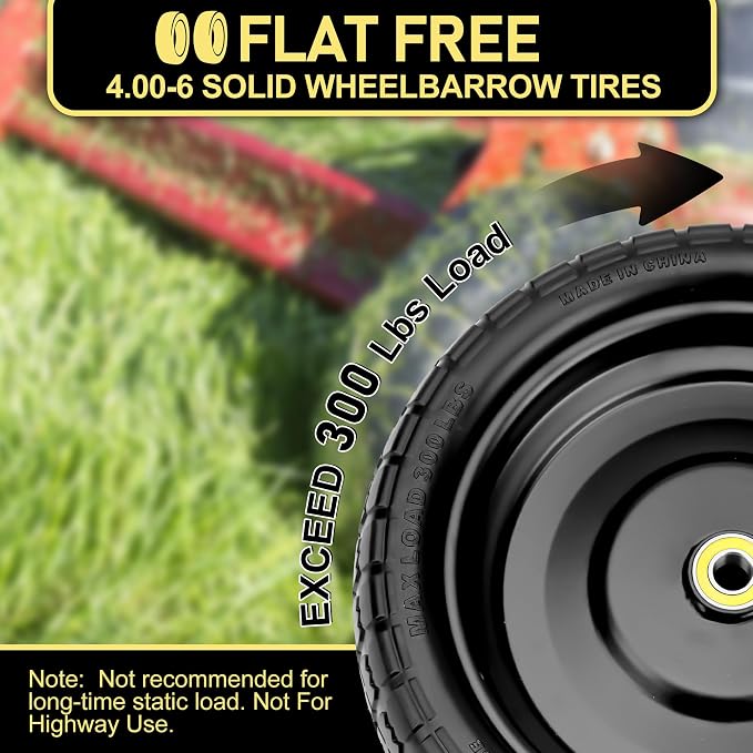 13-Inch Gorilla Cart Tires - Heavy Duty Replacement Tires for Gori-lla Carts, 13" Flat Free Tire Fit Gorilla Cart, Wheelbarrow Garden Wagon Cart, Hand Trucks and Utility Cart (4-Pack)