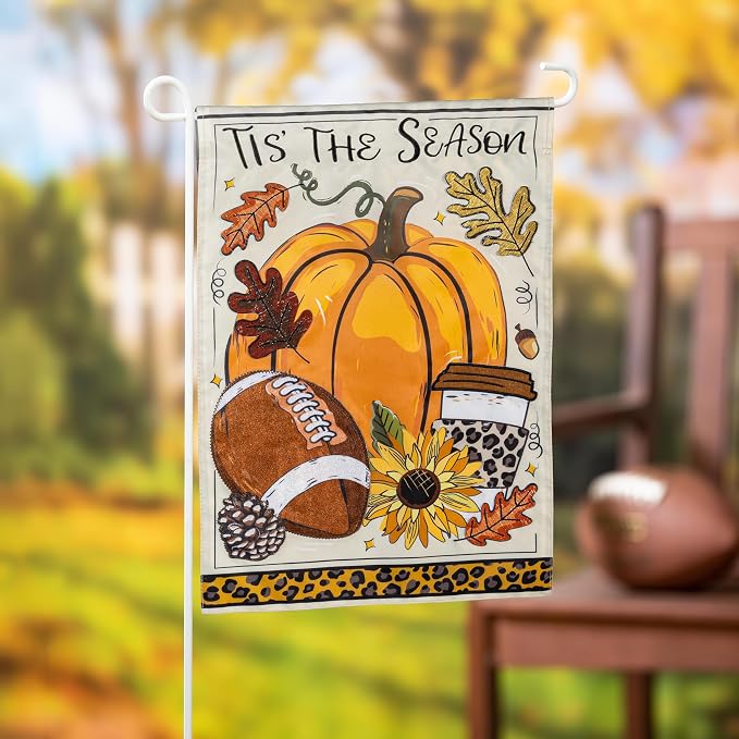 Evergreen Flag Fall Garden Flags Double Sided, Garden Flags for Outside Autumn Decorations for Home, Porch, Yard (Tis' The Season, 12x18 inch)
