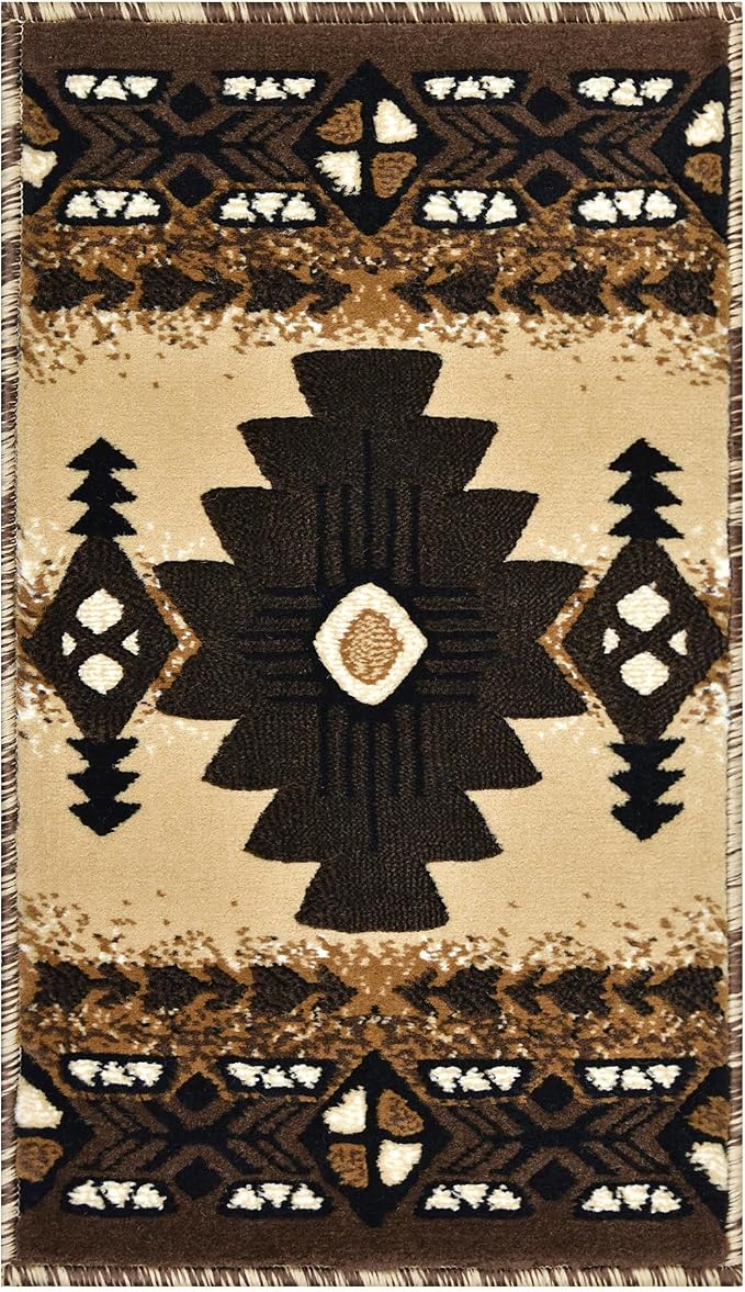 YHSF South West Native American Area Rug C318 - Easy Clean, Thick, Soft, Durable Native Tribal American Indian Inspired Rug for Bedroom/Living Room and More - Berber, 16 Inches x 28 Inches