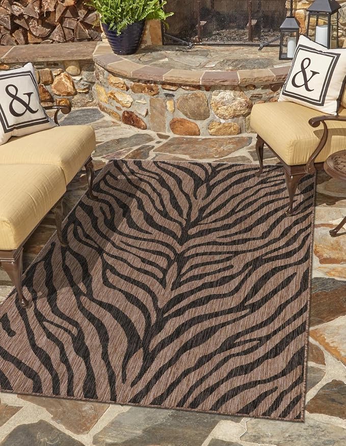 Unique Loom Outdoor Safari Collection Area Rug - Tsavo (3' 1" x 5' 3" Rectangle, Natural/ Ivory)