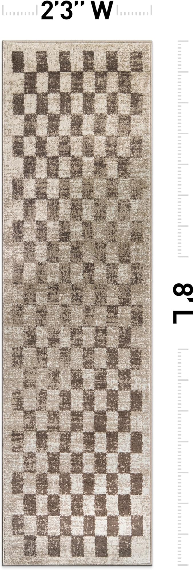 Rugshop Contemporary Checkered Grid Textured Runner Rug Beige 2' 3" x 8' | Size 2' 3" x 8', Living Room, Bedroom, Dining Room, Home Office, Kitchen, Entryway, Hallway, Nursery, Kids Room, Guest Room