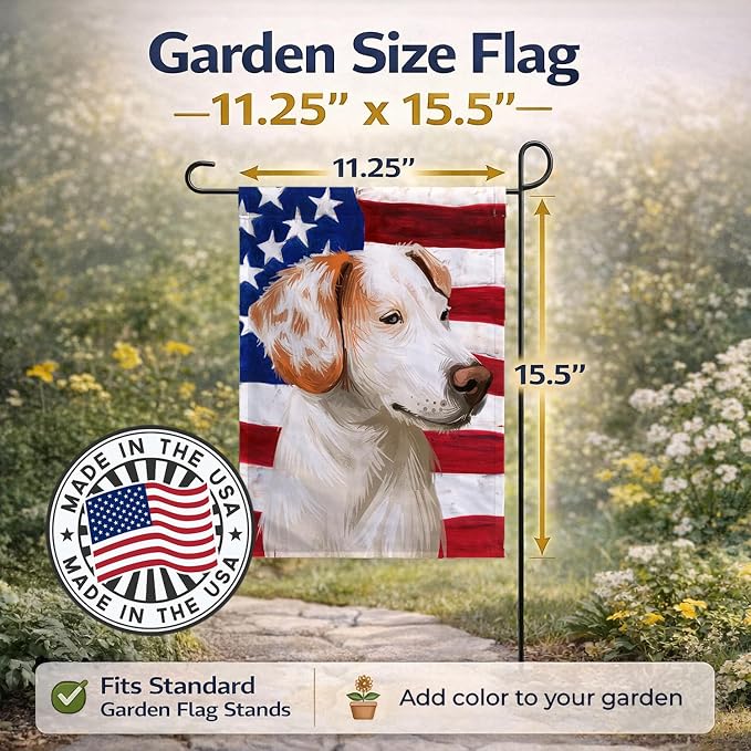 Caroline's Treasures CK6575GF Istrian Shorthaired Hound American Flag Garden Flag Mailbox Flag Decorative Yard Flag Banner Outside Patio Artwork Yard Flower Beds, Garden Size, Multicolor