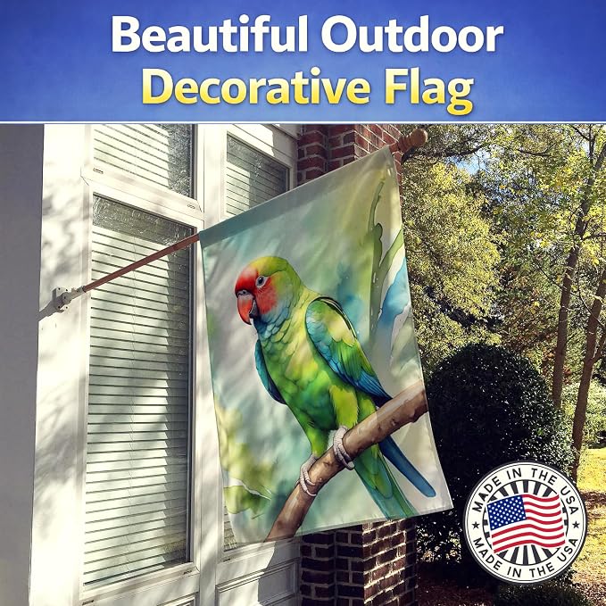 Caroline's Treasures African Ringneck Parrot House Flag Large Porch Sleeve Pole Decorative Outside Yard Banner Artwork Wall Hanging, Polyester, House Size, Multicolor