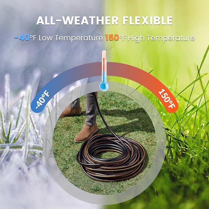 Giraffe Tools Hybrid Garden Hose 25ft x 5/8", Female and male Fittings with Shut off Valve, Heavy Duty, Flexible,Leakproof, Lightweight Water Hose