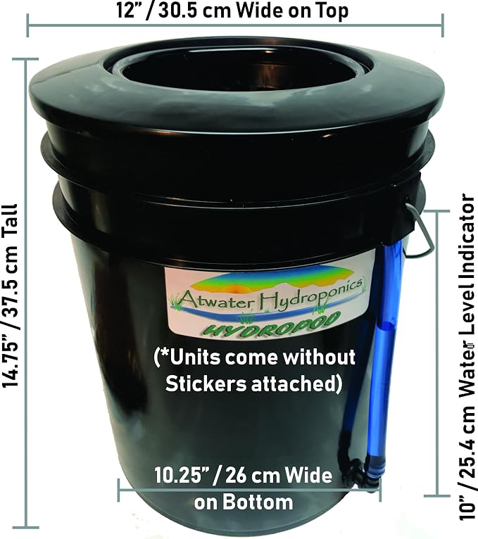 The Atwater HydroPod - Dual DWC Deep Water Culture/Recirculating Drip Hydroponic Garden System - Bubble Bucket - Hydroponic System in a Box - Choose Your Variation (4 Site System)