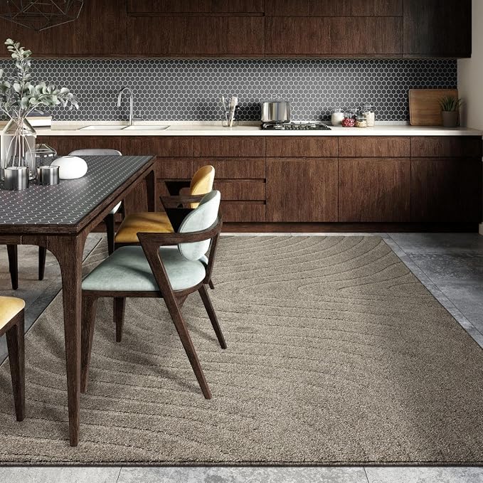LUXE WEAVERS Modern Geometric Wave Taupe 4x6 Area Rug