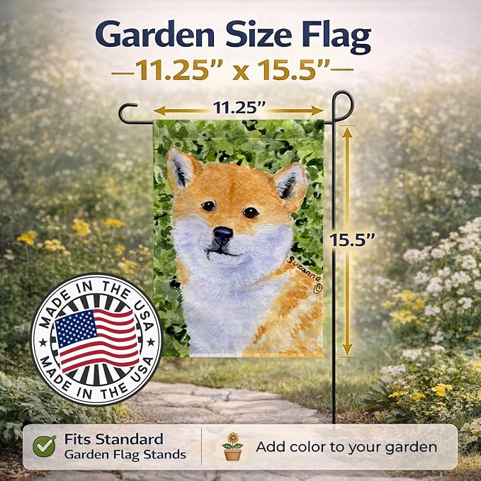Caroline's Treasures SS8719GF Shiba Inu Garden Flag Mailbox Flag Decorative Yard Flag Banner Outside Patio Artwork Yard Flower Beds, Garden Size, Multicolor