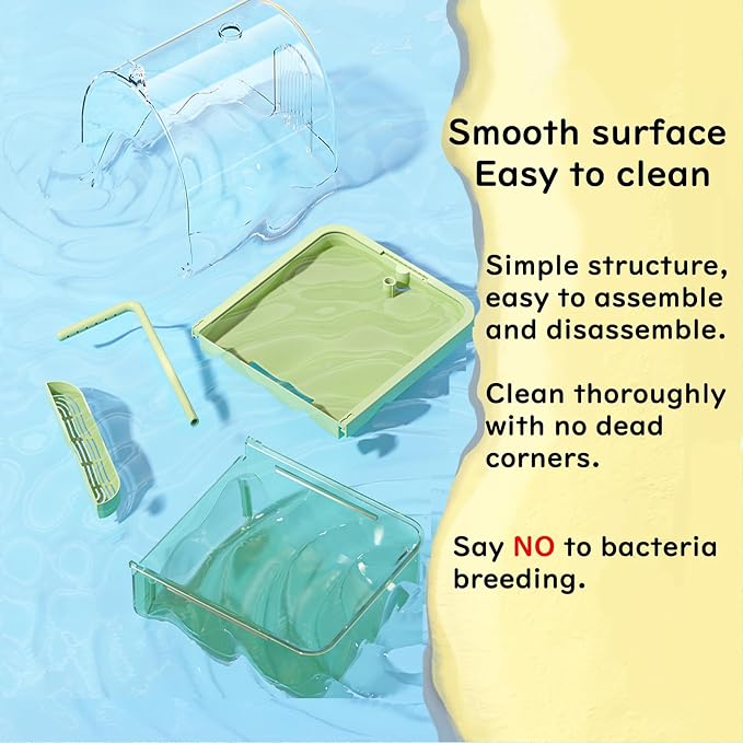 Bird Bath for Cage with Pump, Parrot Shower Bathtub Running Water (Green) | Circulating Water; Dual Filter; Spacious Parrot Shower Bathtub; For Parakeets, Cockatiels, Lovebirds; Cage & Tabletop Use