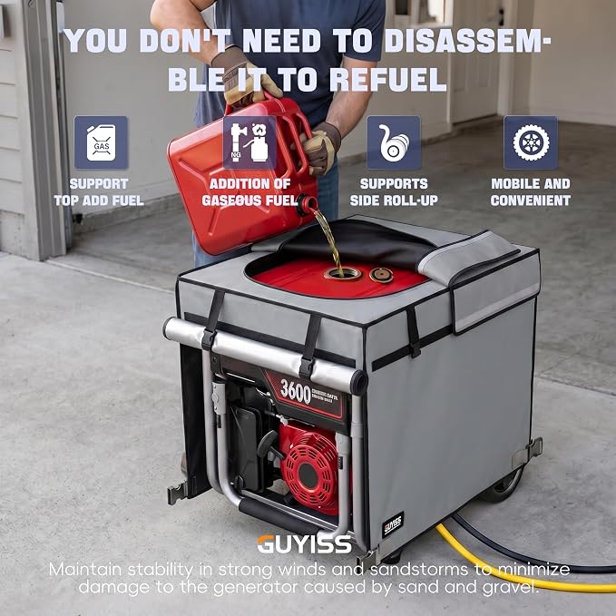 30×30×27 Inch Generator Covers for Outside. 900D+210D Double-layer Fabric, Designed to Handle Extreme Weather with Ease. Fits Most 5000-13000W Generators. Black