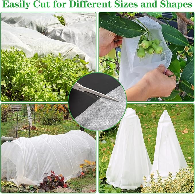 AVELOTUUG Plant Covers Freeze Protection, 10ft×50ft Frost Blankets for Outdoor Plants, 1.1oz/yd² Garden Fabric Plant Floating Row Cover, Winter Frost Cloth Plant Freeze Protection for Cold Weather