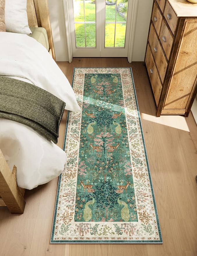 Runner Rug Washable Kitchen Runner: 2'x 6' Hallway Runner Rugs Stain Resistant Non Slip Low Pile Soft Carpet Runners for Hallways Bedroom Entryway Indoor Beside Bathroom Living Room Farmhouse