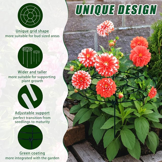 30"H x 13.8"D Peony Cages and Supports, 3 PCS Large Plant Supports for Outdoor Plants, Heavy Duty Metal Peonies Support Cage Peony Rings Hoops Grow Through Plant Brace for Vegetables Roses Tomatoes