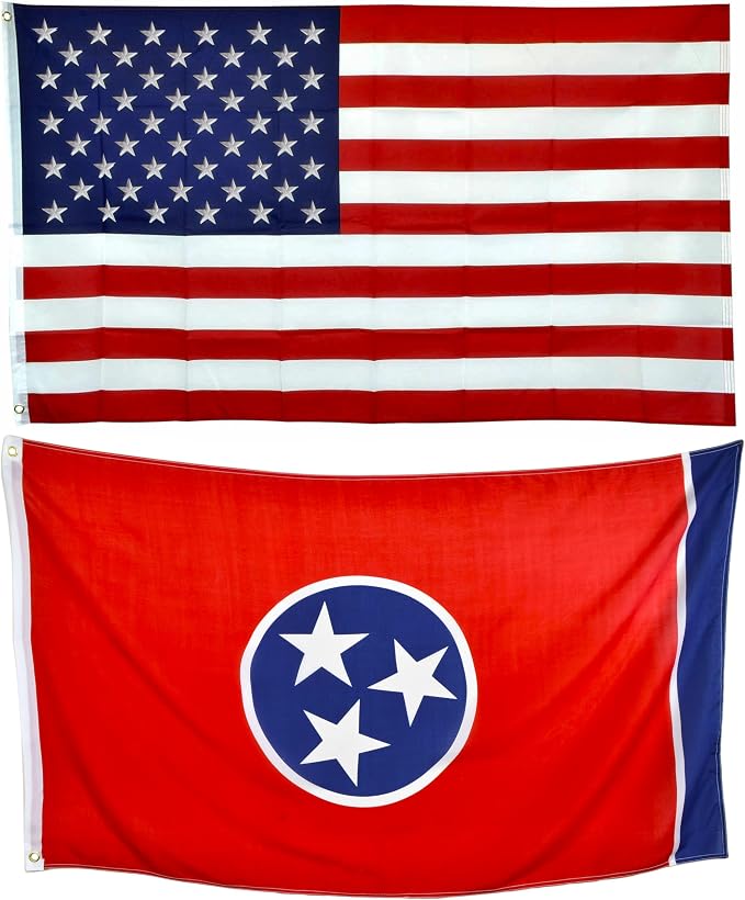 Shop72 American Flags for Outside, Set of Tennessee State with 3x5 American Flag, For Outdoor and Indoor, Allegiance to USA, This Garden Banner Made Heavy Duty, Bandera De Estados Unidos
