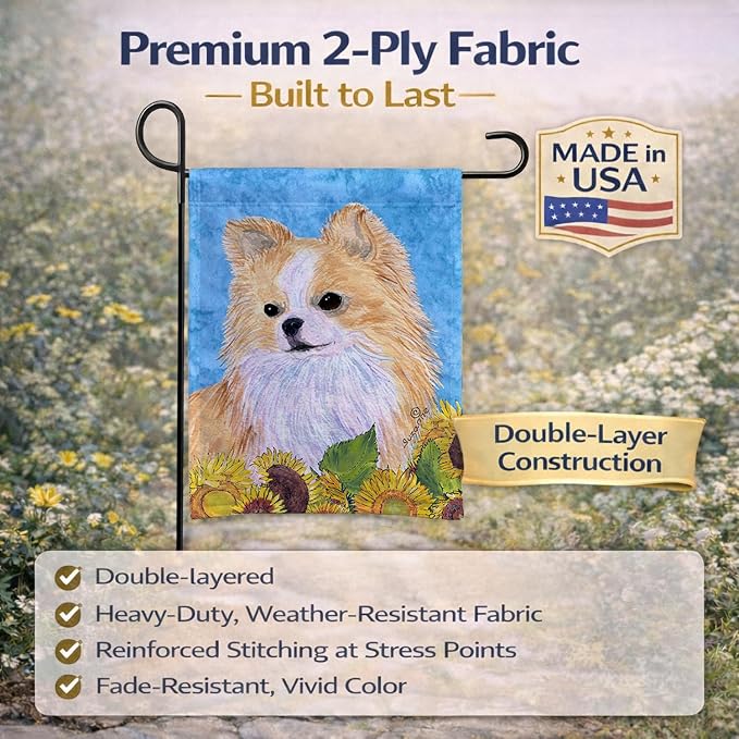 Caroline's Treasures SS4242GF Chihuahua in Summer Flowers Garden Flag Mailbox Flag Decorative Yard Flag Banner Outside Patio Artwork Yard Flower Beds, Garden Size, Multicolor