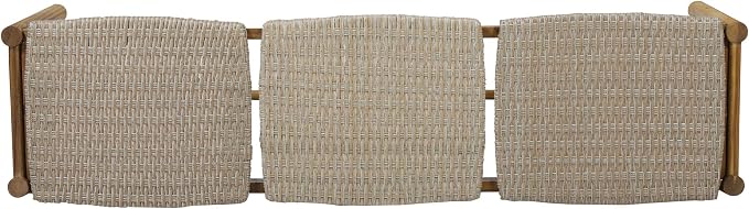 Christopher Knight Home Phoebe Outdoor 3 Seater Wicker Bench, Teak Finish, Light Gray
