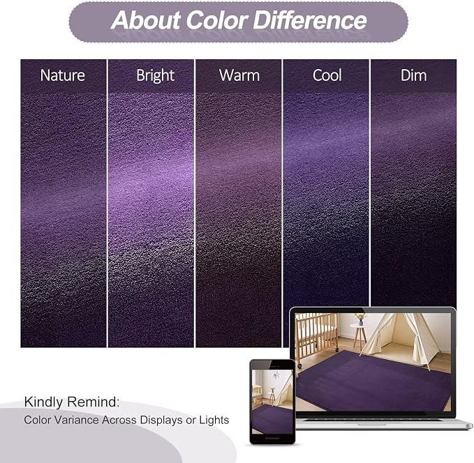 Vasofe 5x7 Minimalist Washable Area Rugs for Bedroom Living Room Classroom | Modern Soft Memory Foam Rug for Kids Nursery, Low Plie Indoor Carpet for Dorm Dining Office Bedside Room Decor, Purple