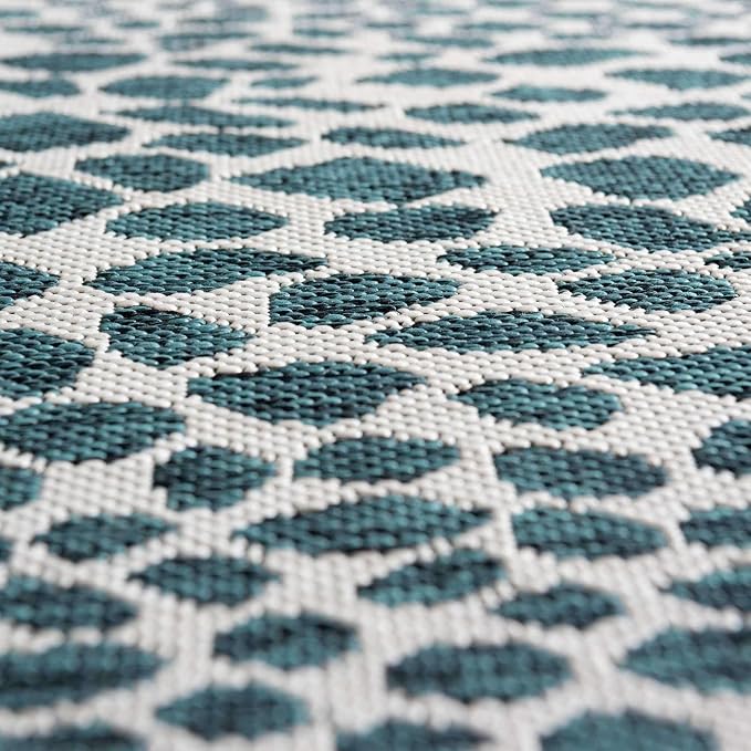 Unique Loom Outdoor Collection Area Rug - Cape Town (2' 2" x 3' 1" Rectangle, Teal/ Ivory)