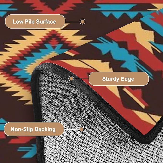8x10 Area Rugs for Living Room Native American Southwest Aztec Navajo Seamless Pattern Tribal Washable Large Area Rug for Bedroom Non Slip Outdoor Carpets Soft Mats Kitchen Home Office Decor